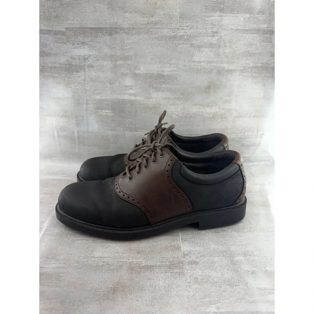 Rockport Men M9496 Leather Saddle Shoes Black Brown Oxford Sz 8.5 M